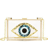 Clutch Purses for Women-Evil Eye Acrylic Clutch Glitter Purse Evening Bag Chain Shoulder Crossbody Handbags