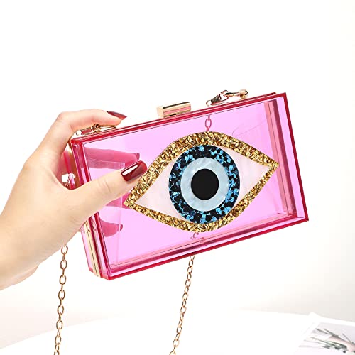 Clutch Purses for Women-Evil Eye Acrylic Clutch Glitter Purse Evening Bag Chain Shoulder Crossbody Handbags