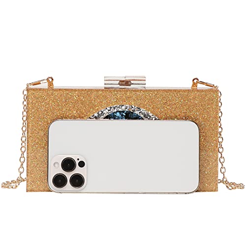 Clutch Purses for Women-Evil Eye Acrylic Clutch Glitter Purse Evening Bag Chain Shoulder Crossbody Handbags