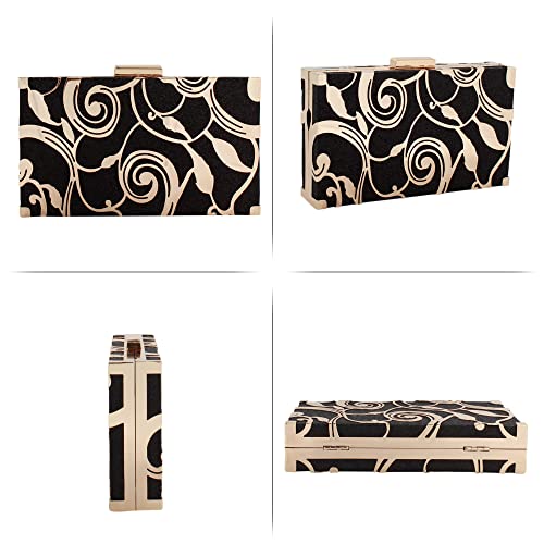 Women Lattice Pattern Metal Handbag Chain Geometric Evening Clutch Purse, Gold