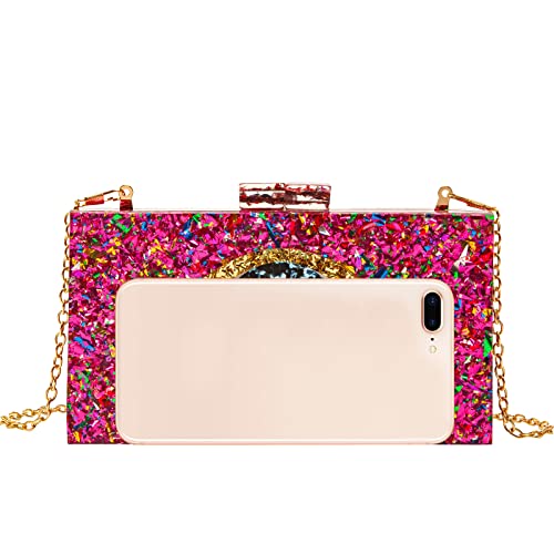 Clutch Purses for Women-Evil Eye Acrylic Clutch Glitter Purse Evening Bag Chain Shoulder Crossbody Handbags