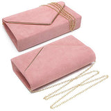 Ladies' Velvet Evening Clutch Handbag Formal Party Clutch For Women With Chain Strap (Rose)