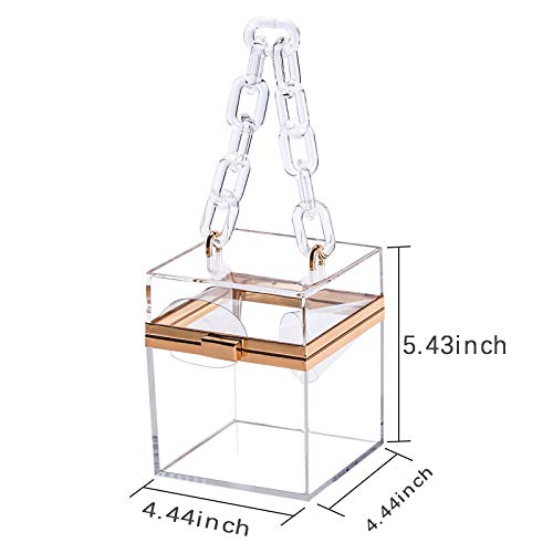 Women Acrylic Transparent Gold star Evening Bags Purses Clutch Vintage Banquet Handbag (Pink) Medium