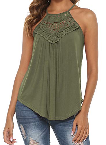Summer Tops for Women Halter Strappy Tank Tops Casual Sleeveless Workout Shirts Blouses Grey