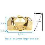 Women Lattice Pattern Metal Handbag Chain Geometric Evening Clutch Purse, Gold