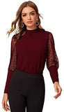 Women's Mesh Sheer Polka Dot Sleeve Blouse Long See Through Top