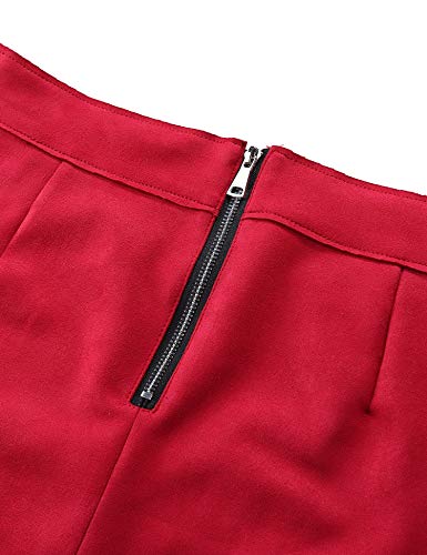 Bellivera Women Faux Suede Leather Pencil Skirt, Spring Fall Casual Midi Skirts Spring and Summer Hip Wrapped Back Split FF21 Camel L