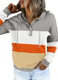 Womens Casual Hoodies Long Sleeve Drawstring Lightweight Solid Hooded Sweatshirt Button Loose Pullover Tops Fall Clothes with Pocket