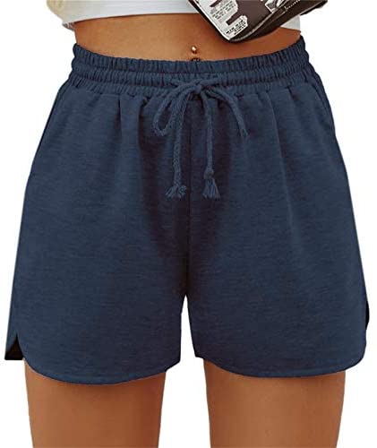 Women's Solid Stretchy Drawstring Waist Track Shorts