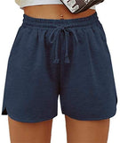Women's Solid Stretchy Drawstring Waist Track Shorts