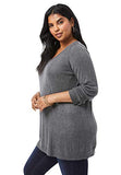 Women's Plus Size Fine Gauge Drop Needle V-Neck Sweater