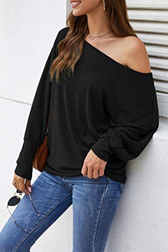 Long Sleeve Tops for Women,Sexy Off Shoulder Tops Oversized Pullover Sweater Casual Fall Shirts Tunic Blouse