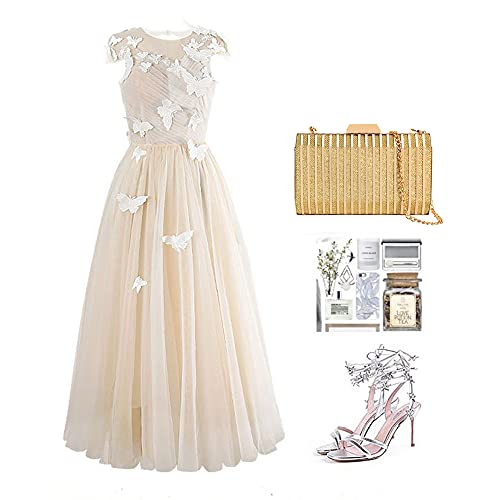 Women Lattice Pattern Metal Handbag Chain Geometric Evening Clutch Purse, Gold