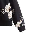 Women's Casual Floral Print Long Sleeve Pullover Tops Baby Blue