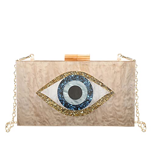 Clutch Purses for Women-Evil Eye Acrylic Clutch Glitter Purse Evening Bag Chain Shoulder Crossbody Handbags