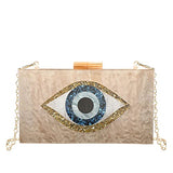 Clutch Purses for Women-Evil Eye Acrylic Clutch Glitter Purse Evening Bag Chain Shoulder Crossbody Handbags