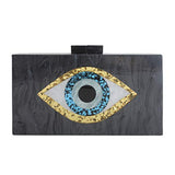 Clutch Purses for Women-Evil Eye Acrylic Clutch Glitter Purse Evening Bag Chain Shoulder Crossbody Handbags