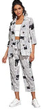 Women's 2 Piece Outfit Notched Neck 3/4 Sleeve Blazer and Wide Leg Belted Pants Set