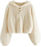 Women's Casual Cute Teddy Bear Long Sleeve Fleece Pullover Hoodie Top