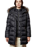 Women's Down Coat With Real Raccoon Fur Hooded Parka Jacket (Large, Wine)