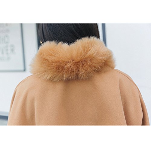 Womens Winter Batwing Long Sleeve Poncho Jacket Elegant Faux Fur Collar Cloak Coat(order 1 size bigger than your Normal Size)