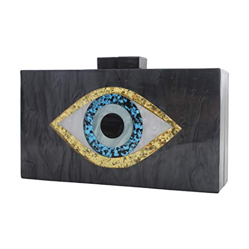 Clutch Purses for Women-Evil Eye Acrylic Clutch Glitter Purse Evening Bag Chain Shoulder Crossbody Handbags