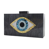 Clutch Purses for Women-Evil Eye Acrylic Clutch Glitter Purse Evening Bag Chain Shoulder Crossbody Handbags