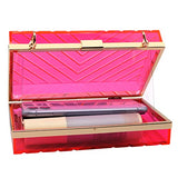 Women Acrylic Transparent Gold star Evening Bags Purses Clutch Vintage Banquet Handbag (Pink) Medium