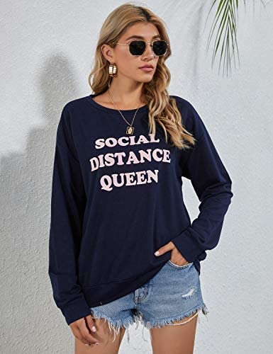 BMJL Women's Crewneck Sweatshirt Graphic Pullovers Slogan Long Sleeve Tops Message Shirt