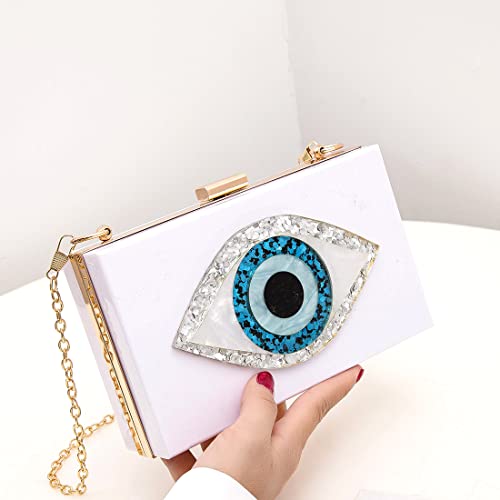 Clutch Purses for Women-Evil Eye Acrylic Clutch Glitter Purse Evening Bag Chain Shoulder Crossbody Handbags