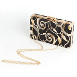 Women Lattice Pattern Metal Handbag Chain Geometric Evening Clutch Purse, Gold