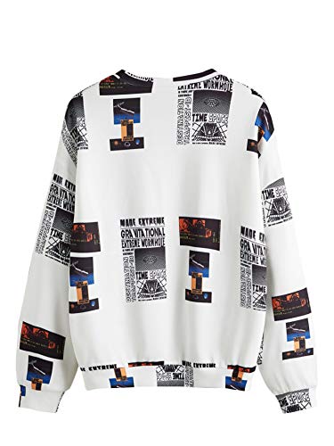 Women's Casual Floral Print Long Sleeve Pullover Tops Baby Blue