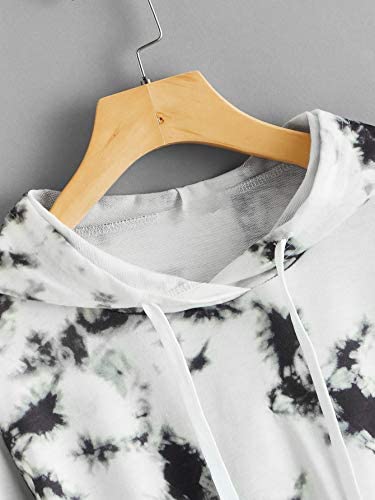Women's Tie Dye Long Sleeve Hooded Sweatshirt Hoodies Drawstring Drop Shoulder Pullover