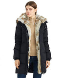 Women's Down Coat With Real Raccoon Fur Hooded Parka Jacket (Large, Wine)