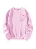 Women Oversized Fleece New York Letter Print Graphic Sweatshirt Long Sleeve Crewneck Pullover Jacket