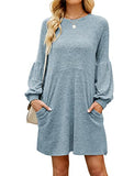 Fall Dresses for Women 2022 with Pocket Long Sleeve Sweater Dress Casual Brown