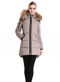 Women's Down Coat With Real Raccoon Fur Hooded Parka Jacket (Large, Wine)