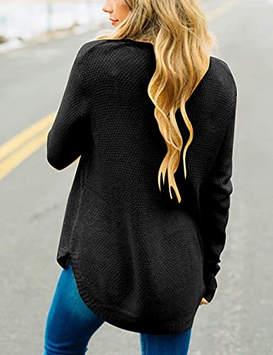 Women's Long Sleeve Oversized Crew Neck Solid Color Knit Pullover Sweater Tops Mocha