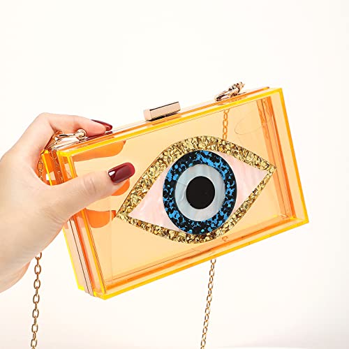 Clutch Purses for Women-Evil Eye Acrylic Clutch Glitter Purse Evening Bag Chain Shoulder Crossbody Handbags