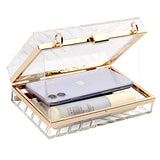 Women Acrylic Transparent Gold star Evening Bags Purses Clutch Vintage Banquet Handbag (Pink) Medium