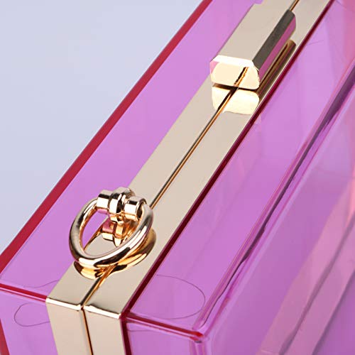 Women Acrylic Transparent Gold star Evening Bags Purses Clutch Vintage Banquet Handbag (Pink) Medium