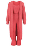 Womens Fuzzy Fleece 3 Piece Pajama Set Tank Crop Tops Pants Open Front Cardigan Lounge Outfit Light Blue S