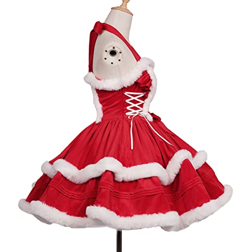 Christmas Dresses for Women Solid Color Fashion Warm Halter Dress Suit with Cloak (S, Dress) …