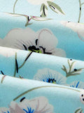 Women's Casual Floral Print Long Sleeve Pullover Tops Baby Blue