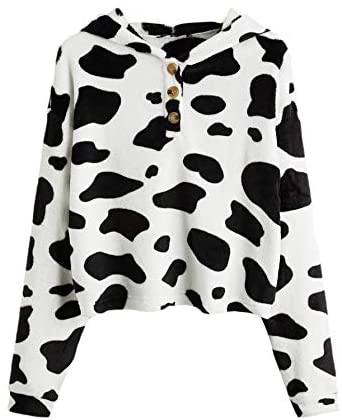 Women's Casual Cute Teddy Bear Long Sleeve Fleece Pullover Hoodie Top