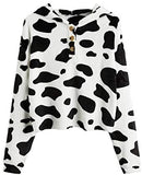 Women's Casual Cute Teddy Bear Long Sleeve Fleece Pullover Hoodie Top