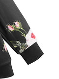 Women's Casual Floral Print Long Sleeve Pullover Tops Baby Blue