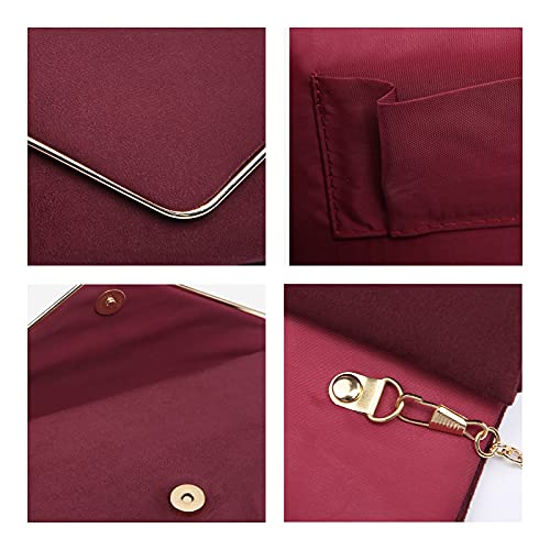 Ladies' Velvet Evening Clutch Handbag Formal Party Clutch For Women With Chain Strap (Rose)