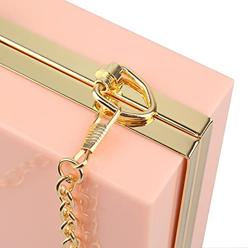 Women Acrylic Transparent Gold star Evening Bags Purses Clutch Vintage Banquet Handbag (Pink) Medium