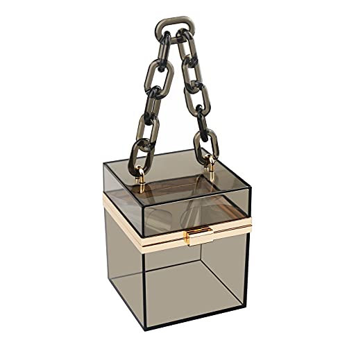 Women Acrylic Transparent Gold star Evening Bags Purses Clutch Vintage Banquet Handbag (Pink) Medium